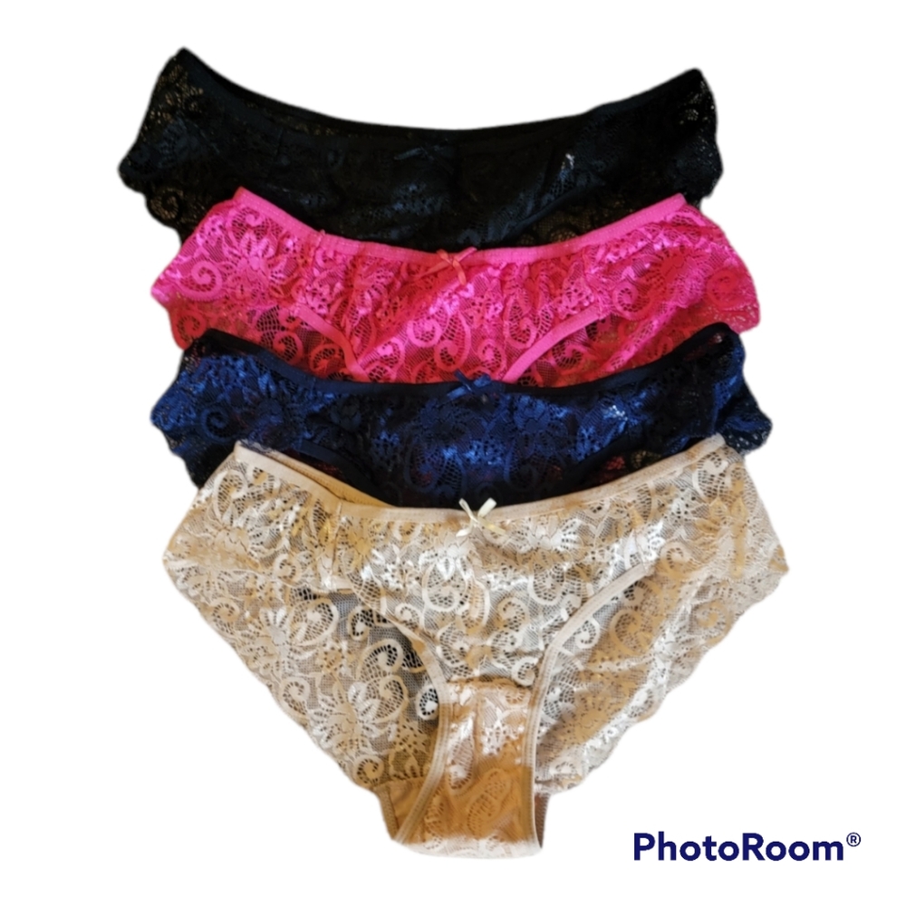 SUMMER SALE!! NWOT 4 Pairs Sheer Lace Bikini Panties Multi Color Size M